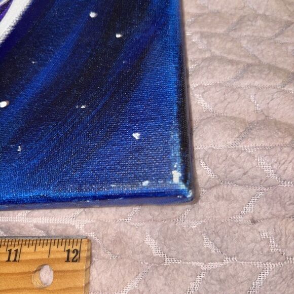 Day of The Dead Spooky Crescent Sugar Skull Moon Acrylic Painting on Canvas - Picture 7 of 10